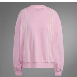 adidas Originals Pink Crew Sweatshirt with White Stripe Accents